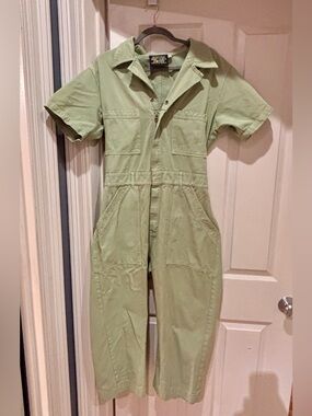 BIG BUD PRESS Short Sleeve Jumpsuit - Light Green - Large